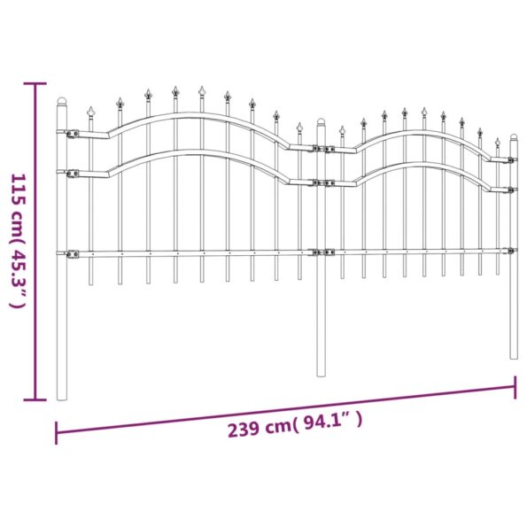 VXL8720286561812_g_en_hd_4.jpg vidaXL Záhradný plot s hrotmi čierny 115 cm oceľ s práškovým nástrekom – Obrázok 6
