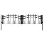 vidaXL Plotová brána s hrotmi čierna 305x120 cm práškovaná oceľ – Obrázok 2