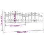 vidaXL Plotová brána s hrotmi čierna 305x120 cm práškovaná oceľ – Obrázok 6