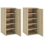 vidaXL Skrinky na topánky 2 ks dub sonoma 32x35x70 cm drevotrieska – Obrázok 2