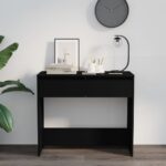 vidaXL Konzolový stolík čierny 89x41x76,5 cm oceľový – Obrázok 3