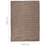 vidaXL Vonkajší koberec s plochým tkaním 140x200 cm hnedý – Obrázok 6