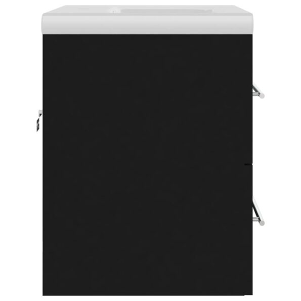 vidaXL Skrinka so vstavaným umývadlom čierna spracované drevo – Obrázok 7