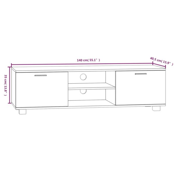vidaXL TV skrinka sivý dub sonoma 140x40,5x35 cm spracované drevo – Obrázok 8