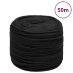 vidaXL Lodné lano čierne 8 mm 50 m polypropylén