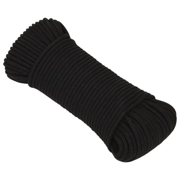 vidaXL Pracovné lano čierne 3 mm 100 m polyester – Obrázok 2