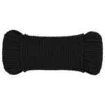 vidaXL Pracovné lano čierne 3 mm 100 m polyester – Obrázok 3