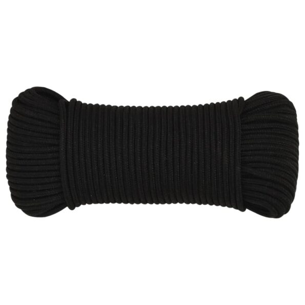 vidaXL Pracovné lano čierne 3 mm 100 m polyester – Obrázok 3