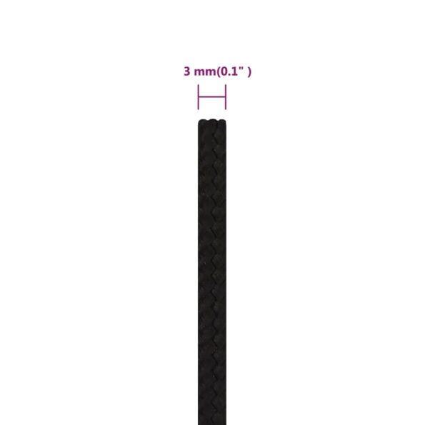 vidaXL Pracovné lano čierne 3 mm 100 m polyester – Obrázok 6