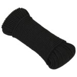 vidaXL Pracovné lano čierne 5 mm 100 m polyester – Obrázok 2