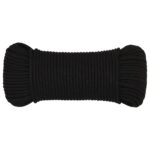vidaXL Pracovné lano čierne 5 mm 100 m polyester – Obrázok 3
