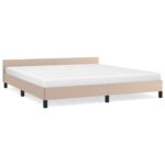vidaXL Posteľný rám s čelom bez matraca kapučínový 160x200 cm – Obrázok 2