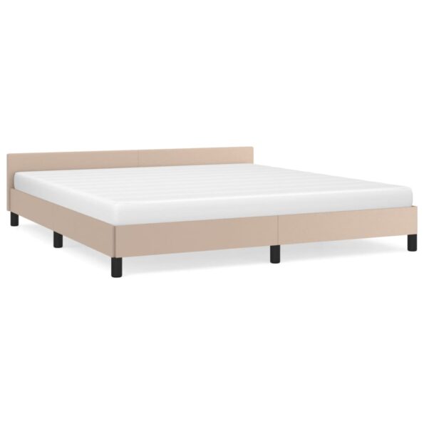 vidaXL Posteľný rám s čelom bez matraca kapučínový 160x200 cm – Obrázok 2
