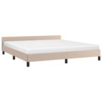 vidaXL Posteľný rám s čelom bez matraca kapučínový 160x200 cm – Obrázok 3