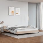 vidaXL Posteľný rám s čelom bez matraca kapučínový 160x200 cm