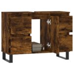 vidaXL Kúpeľňová skrinka dymový dub 80x33x60 cm kompozitné drevo – Obrázok 3