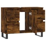 vidaXL Kúpeľňová skrinka dymový dub 80x33x60 cm kompozitné drevo – Obrázok 4