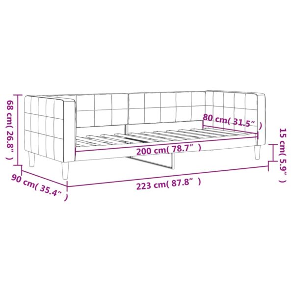 vidaXL Denná posteľ tmavosivá 80x200 cm zamat – Obrázok 8