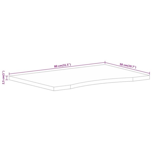vidaXL Stolová doska so zakrivením 80x50x2,5 cm surový mangový masív – Obrázok 8