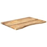vidaXL Stolová doska so zakrivením 90x50x2,5 cm surový mangový masív – Obrázok 2