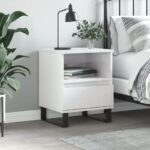 vidaXL Nočný stolík lesklý biely 40x35x50 cm spracované drevo