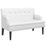 vidaXL Lavička s operadlom biela 112x65,5x75 cm umelá koža – Obrázok 2