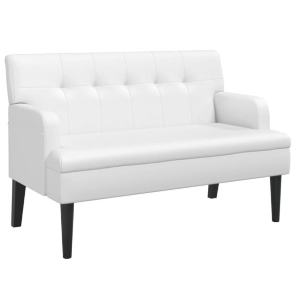 vidaXL Lavička s operadlom biela 112x65,5x75 cm umelá koža – Obrázok 2