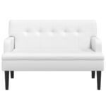 vidaXL Lavička s operadlom biela 112x65,5x75 cm umelá koža – Obrázok 3