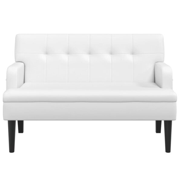 vidaXL Lavička s operadlom biela 112x65,5x75 cm umelá koža – Obrázok 3