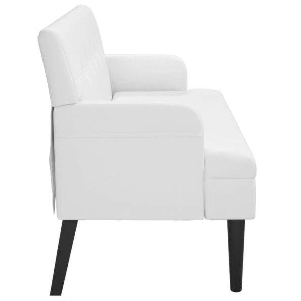 vidaXL Lavička s operadlom biela 112x65,5x75 cm umelá koža – Obrázok 4