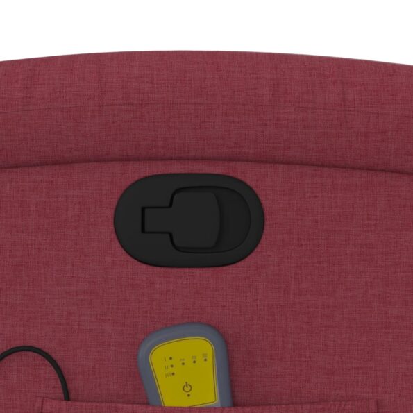vidaXL Sklápacie masážne kreslo vínovo-červené látka – Obrázok 10