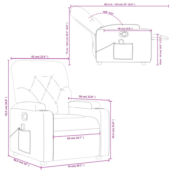 vidaXL Sklápacie masážne kreslo vínovo-červené umelá koža – Obrázok 12