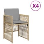 vidaXL Záhradné kreslá s podložkami 4 ks mix béžovej polyratan – Obrázok 2