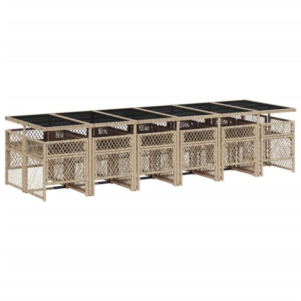 vidaXL 13-dielna záhrad. jedálenská sada vankúše béžová polyratan – Obrázok 5