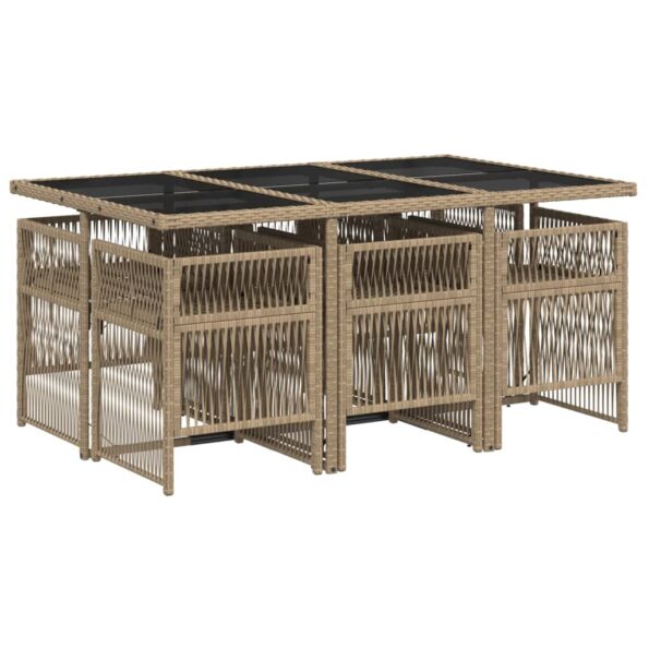 vidaXL 7-dielna záhr. jedálenská sada s vankúšmi mix béžovej polyratan – Obrázok 3