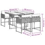 vidaXL 5-dielna záhradná jedálenská súprava a vankúše béžová polyratan – Obrázok 4