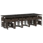 vidaXL 15-dielna záhradná jedálenská súprava a vankúše hnedá polyratan – Obrázok 3