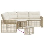 vidaXL Záhradná pohovka so vankúšmi a podnožkou tvarL béžová polyratan – Obrázok 5