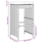 vidaXL Záhradné barové stoličky s vankúšmi 2 ks hnedé polyratan – Obrázok 8