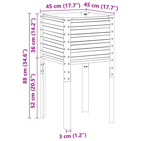 vidaXL Záhradný kvetináč sivý 45x45x88 cm oceľ – Obrázok 8