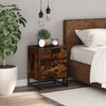 vidaXL Nočný stolík dymový dub 40x31x50 cm kompozitné drevo – Obrázok 3