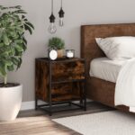 vidaXL Nočný stolík dymový dub 40x31x50 cm kompozitné drevo – Obrázok 3