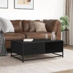 vidaXL Konferenčný stolík, čierny 90x57x35 cm, kompozitné drevo+kov – Obrázok 3