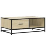 vidaXL Konferenčný stolík dub sonoma 90x57x35 cm kompozit. drevo a kov – Obrázok 2