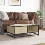 vidaXL Konferenčný stolík dub sonoma 90x57x35 cm kompozit. drevo a kov – Obrázok 3