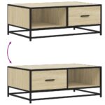 vidaXL Konferenčný stolík dub sonoma 90x57x35 cm kompozit. drevo a kov – Obrázok 9