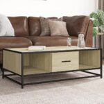 vidaXL Konferenčný stolík dub sonoma 100x57x35 cm kompozit.drevo a kov