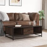 vidaXL Konferenčný stolík hnedý dub 100x57x35 cm kompozit. drevo a kov – Obrázok 3