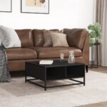 vidaXL Konferenčný stolík čierny 60,5x60,5x30cm kompozitné drevo a kov – Obrázok 3