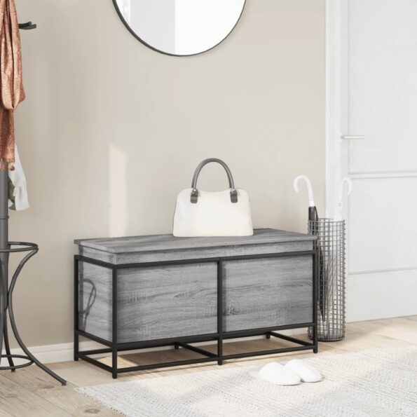 vidaXL Úložný box s vekom sivá sonoma 100x40x51,5 cm kompozitné drevo – Obrázok 3